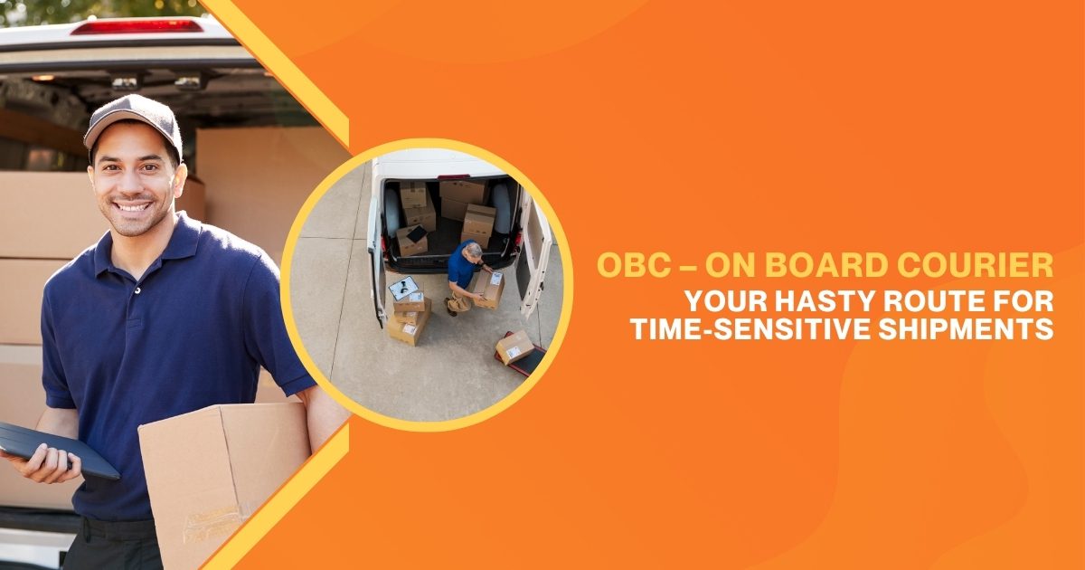 Professional courier boarding flight with urgent package for OBC service