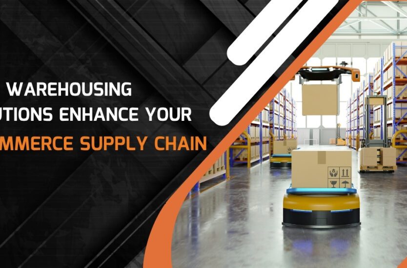 E-commerce warehouse with automated inventory and order fulfillment operations.