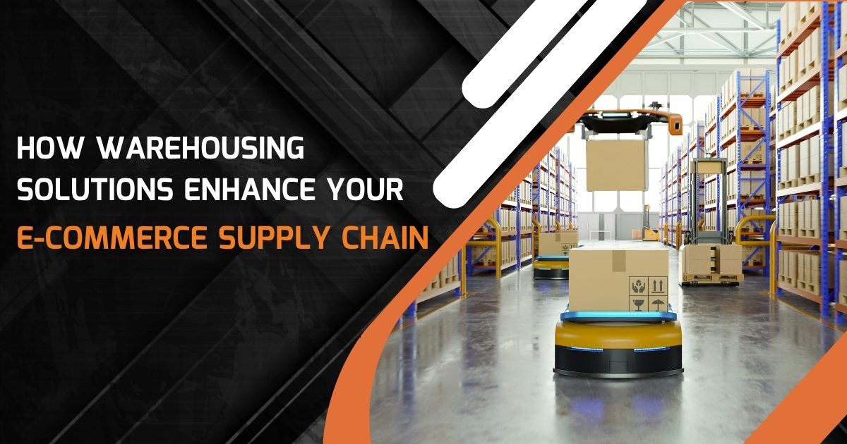 E-commerce warehouse with automated inventory and order fulfillment operations.
