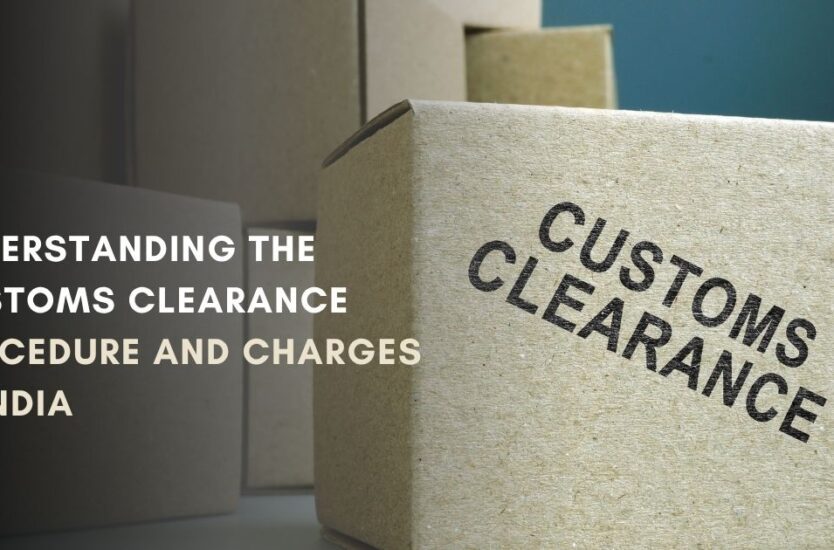 Illustration of customs officers inspecting international cargo containers at an Indian port